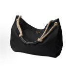 PRADA Mariner Mariner enamel metal triangular logo contrasting color design single-shoulder bag, large black for women